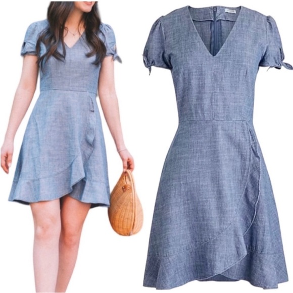 J. Crew chambray ruffle dress - Picture 3 of 9